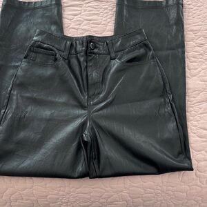 Ci Sono Black Faux Leather Trim Pull-On Pants